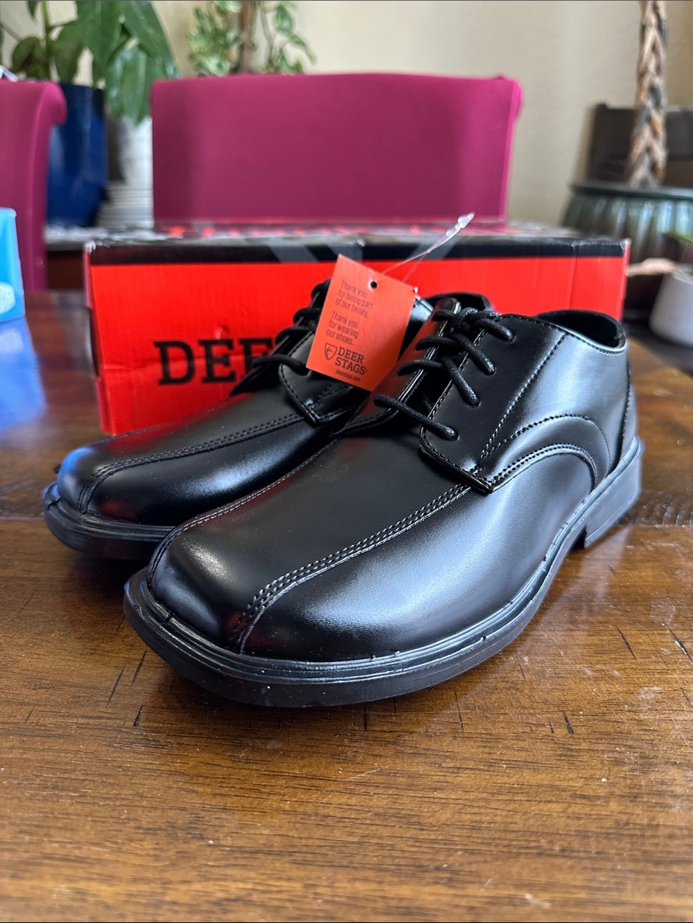 Deer Stags Boys Black Dress Lace-Up Shoes